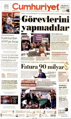 Cumhuriyet Gazetesi Manşetleri