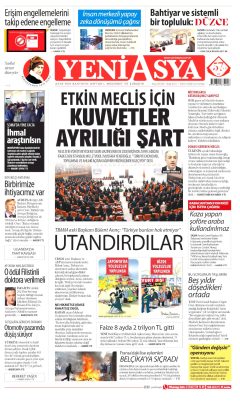 Yeni Asya Gazetesi Manşetleri