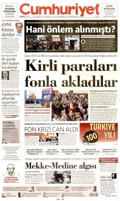 Cumhuriyet Gazetesi Manşetleri