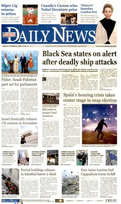 Hürriyet Daily News Gazetesi Manşetleri