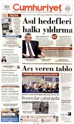 Cumhuriyet Gazetesi Manşetleri