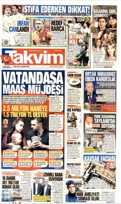 Takvim Gazetesi Manşetleri