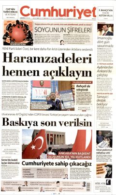 Cumhuriyet Gazetesi Manşetleri
