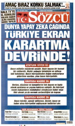 Sözcü Gazetesi Manşetleri