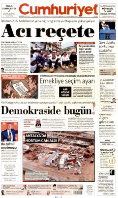 Cumhuriyet Gazetesi Manşetleri