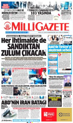 Milli Gazete Gazetesi Manşetleri
